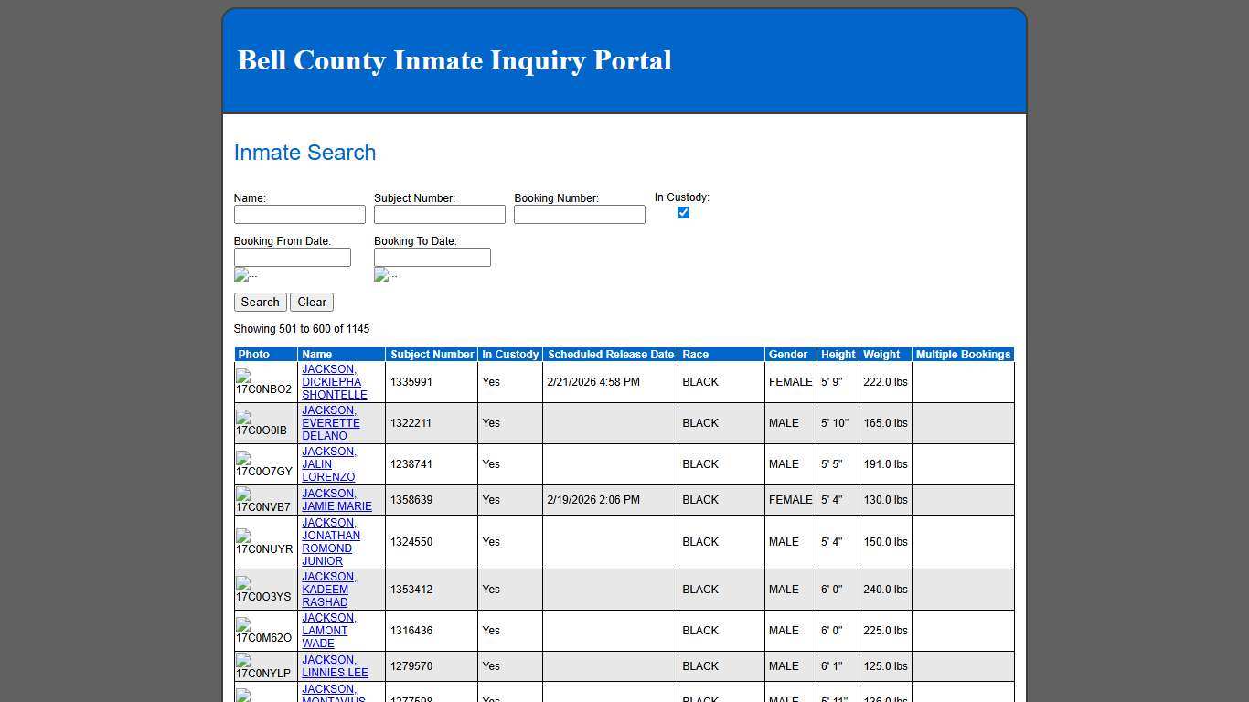 Inmate Search