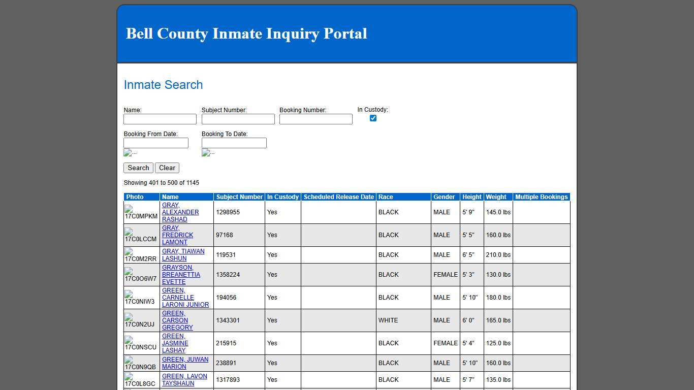 Inmate Search