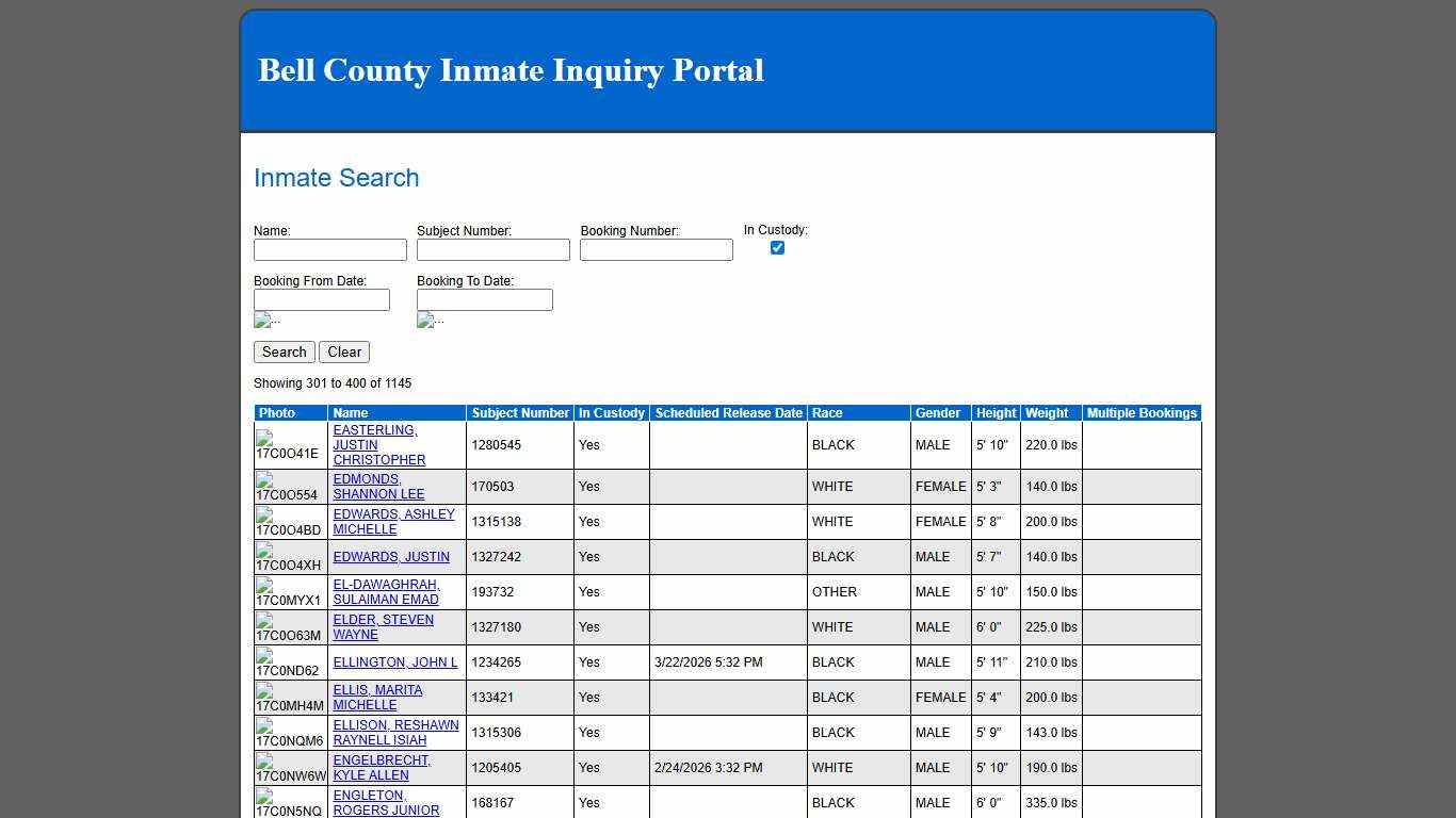 Inmate Search